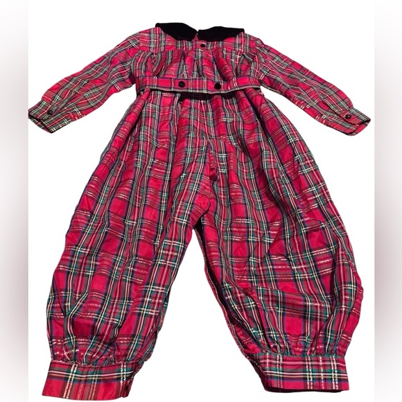 Vintage Isabel Garreton Red tartan romper size 3 - Picture 7 of 10